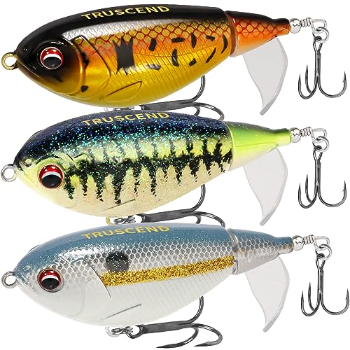 TRUSCEND Popobait Easy Catch Fishing Lures with BKK Hooks, Instant Startup, Longer Cast, Balanced Spray/Sound/Swim, Plopper Topwater Lures for Bass, Trout, Pike, Walleye, Freshwater Saltwater Fishing - color: B2-3.2",0.46oz