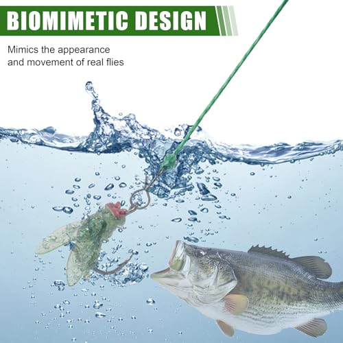 Bionic Fly Fishing Bait, Flies Fishing Lures Kit Trout Jigs Swimbaits Dry Flies Fly Fishing Lures Fish Attractant Fly Fishing Hook for Saltwater Freshwater Bass Panfish 15mm - color: Green-18pcs
