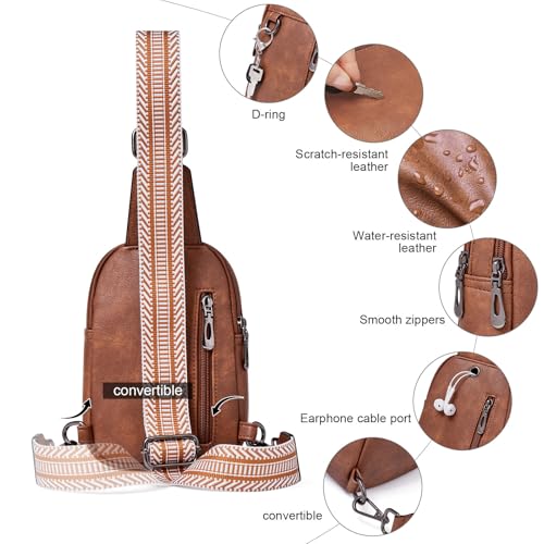 cakang Womens Sling Bag Crossbody Bags for Women Vegan Leather Sling Backpack Daypack Fanny Pack Crossbody Purse Travel - color: 5-brown-mini