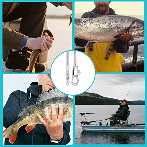 Fishing Leaders, Anti-bite Stainless Steel Wire Leaders Fishing Leaders Line with Swivels for Saltwater and Freshwater - color: silver