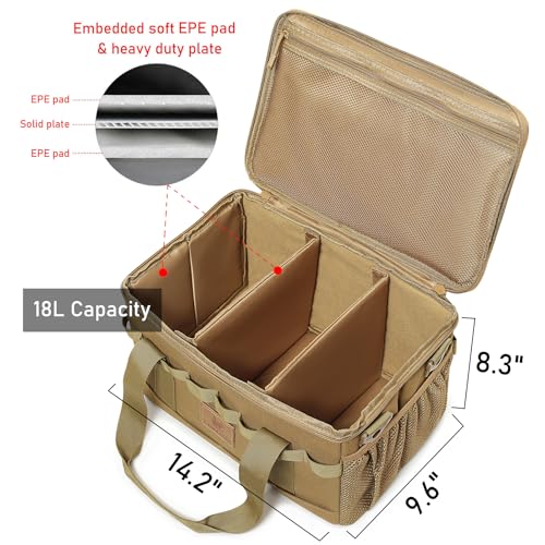 Tactical Camping Storage Bag 18L Tactical Utility Tote Bag Camping Cookware Organizer Trunk Organizer (Khaki) - color: Khaki