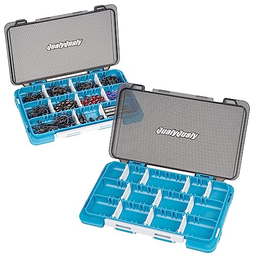 QualyQualy Fishing Tackle Box, Small Tackle Box Organizer with Removeable Diveders, 2 in 1 Mini Fishing Hook Organizer, Plastic Storage Fly Box - color: Blue, size: A 2pcs