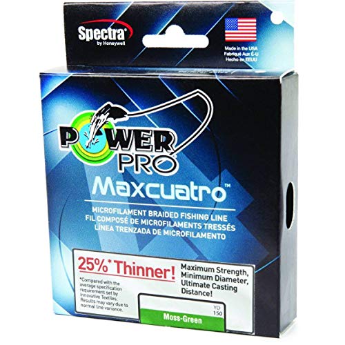 Power Pro Maxcuatro Braided Fishing Line (Moss Green, Hi Vis Yellow, White) by Power Pro - color: Moss Green, size: One Size