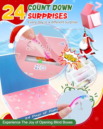 UCEC Advent Calendar 2026 Fishing Advent Calendar Fishing Gifts for Men Teens Boys 24 Days Christmas Countdown Calendar Fishing Tackle Lures Gifts