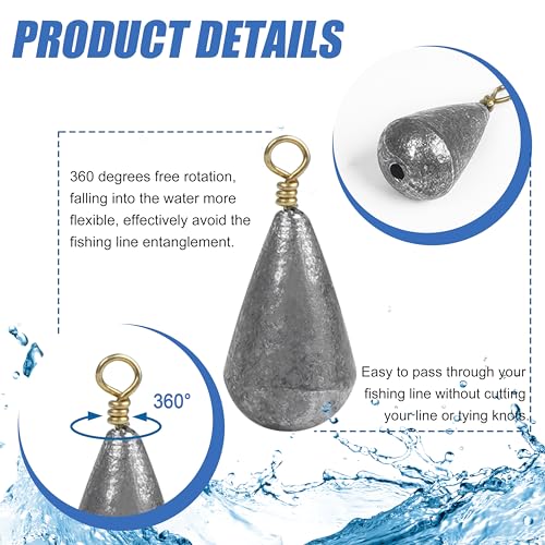 Fishing Weights Sinkers,15/30pcs Bass Casting Weights Bell Sinkers Fishing Weights Drop Shot Catfish Sinkers with Brass Swivel for Saltwater Freshwater - size: 1/8oz-30pcs