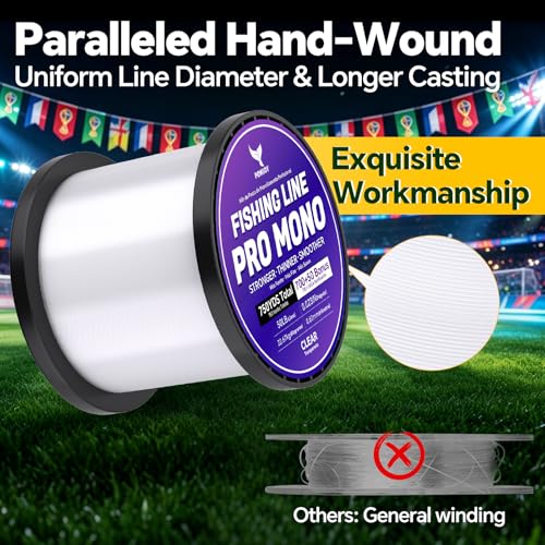 Monofilament Fishing Line with Knot Guide Card, Tangle-Free Snap Ring for No More Mess, Low Memory Smooth Casting Nylon Mono String, 15/20/30/50/80LB, 220-1050 Yards - color: Clear, size: 50LB 750Yards