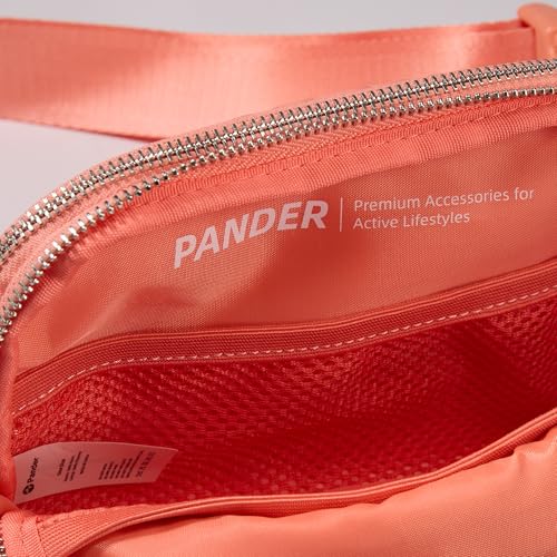 Pander Everywhere Belt Bag for Women, 5 Zipper Pockets Nylon Crossbody Fanny Pack Purse (Dark Salmon). - color: Dark Salmon