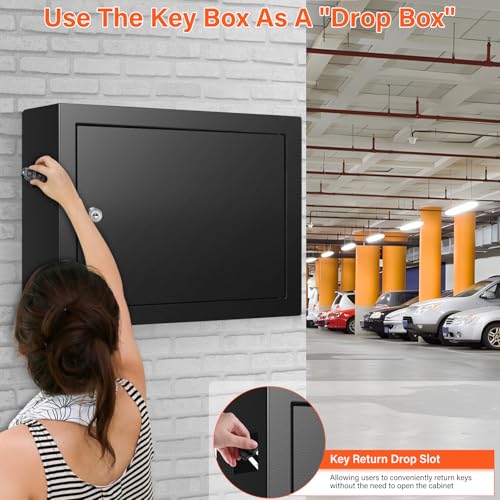50 Keys Key Cabinet, Anti-Theft Key Lock Box with Key Tags, Adjustable Key Organizer Wall Safe for Car Office House Garage Rental Business - color: Black, size: 50 Key Hook