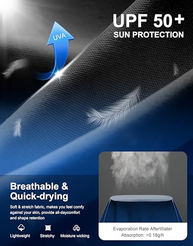 Men's Sun Protection Hoodie Shirts Long Sleeve UPF 50+ Swim Shirts for Men Rash Guard Fishing Shirt Quick Dry - color: Gradient Black Blue, size: 3X-Large