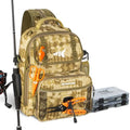 KastKing BaitSpace Fishing Sling Bag, Fishing Backpack with Rod & Beverage Holder, Tackle Bag for Fishing Gear - color: G: Khaki Camo - with (2) 3600 tackle boxes, size: Large