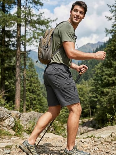 Mens Cargo Shorts - Lightweight Relaxed Fit - Tactical Work Shorts for Men,Stretch Quick Dry Fishing Hiking - color: Light Grey, size: 34