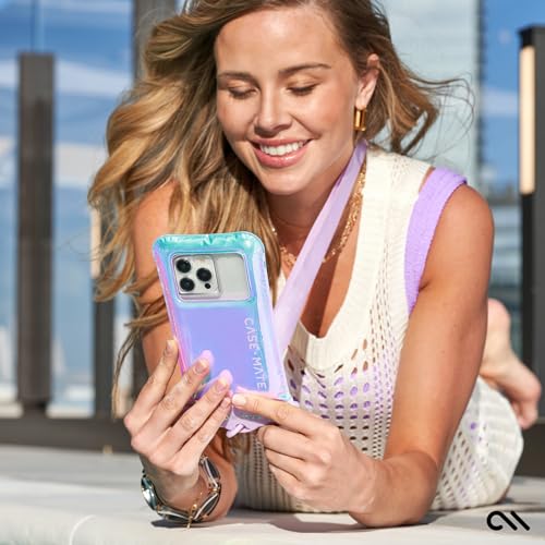 Case-Mate Soap Bubble IP68 Waterproof Phone Pouch - Iridescent | Touchscreen Floating Waterproof Phone Case with Crossbody Lanyard - Fits All Phones - Beach Cruise Ship Travel Essentials - color: Iridescent