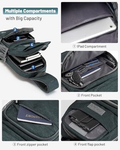 OIWAS Sling Bag Crossbody Backpack for Men, One Strap Backpack Hiking Daypack Chest Bag for Women - color: Gray