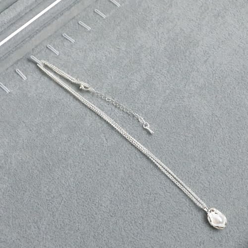 Wudygirl 20 Hooks Necklace Organizer Velvet Jewelry Organizer Showcase for Necklaces Jewelry Box Stackable Glass Top Lockable (Necklace Organizer) - color: Gray, size: Necklace