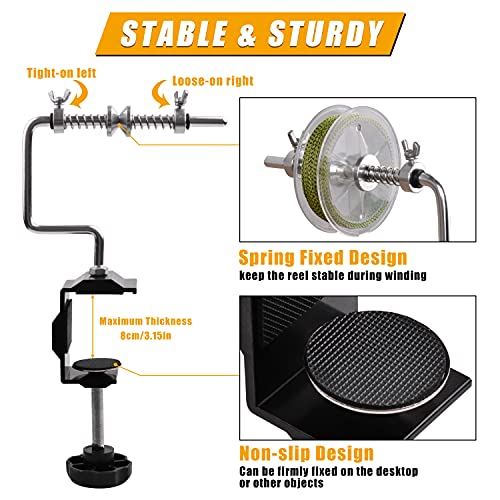 Fishing Line Spooler Winder with Clamp Adjustable Stable Reel Spooler Machine Spooling Station System Portable Fishing Line Spooling Accessories for Spinning Casting Reels - style: Type A-with Clamp