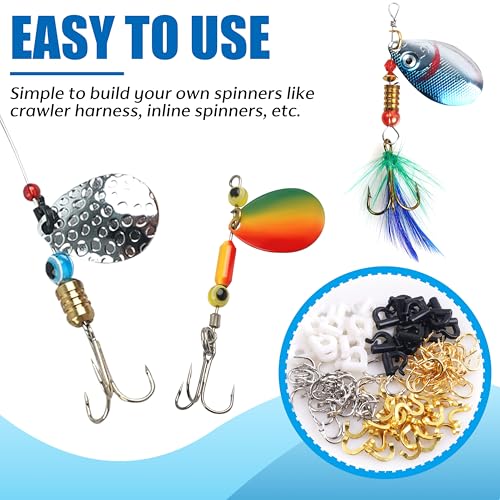 Shaddock Fishing Spinner Clevis Kit, Quick Change Spinner Easy Spin Clevis for Lure Making Spinnerbait Parts Crawler Harness Spinner Supplies Walleye Rig Accessories Freshwater Saltwater - color: Spinner Clevis Kit-420pcs