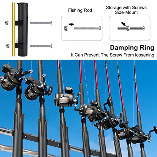 Shappy 3 Pcs Fishing Rod Holder Bracket Tube 3 Rod Rack Wall Mounted 10.63 Inch Fishing Pole Holders for Boats with Screws Nuts Side Mount for Boat Truck Kayak Garage (Black) - color: Black