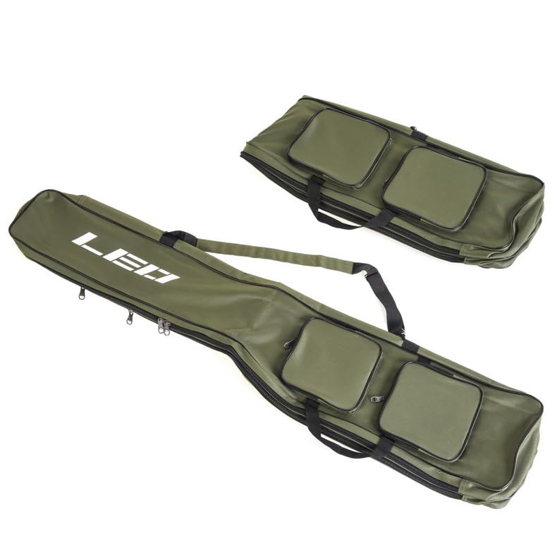 LEOFISHING Fishing Tackle Storage Bag - 130cm/4.27ft Portable Rod & Reel Organizer - Durable Oxford Large Capacity Travel Fishing Cover Bag - 5 Color - color: Green