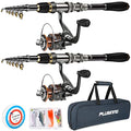 PLUSINNO Fishing Rod, Telescopic Fishing Rod and Reel Combo, Collapsible Travel Fishing Pole Rod Starter Kit, Carbon Fiber Fishing Rods and 12 +1 Bearings Stainless Steel, Fishing Gifts for Men Adults - color: 2PACK Full Kit with Carrier Case, size: 2.7m