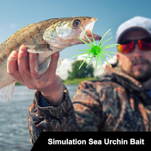 Tentacle Creature Lure Floating Fishing Lure Simulation Sea Urchin Bait Artificial Baits for Bass Fishing - color: Green flash