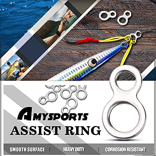 AMYSPORTS Lure Connector Solid Rings Fishing Stainless Steel Jigging Ring Kit High Strength Jigging Ring Fishing Saltwater Freshwater - size: SizeL (400lb) 25 pcs