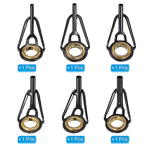 PATIKIL Fishing Rod Tip Repair Kit Stainless Steel Pole Ring Guide Replacement for Saltwater Freshwater Fishing - color: Golden, size: 1.2-2.2mm
