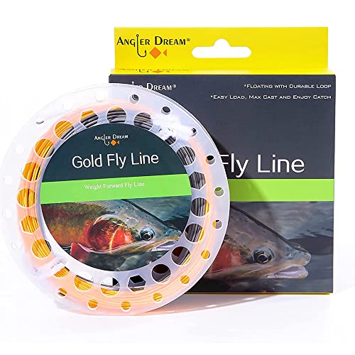 Gold Fly Line 90FT Weight Forward Floating 2 3 4 5 6 7 8 9WT Fly Fishing Line - color: ORANGE + GRAY, size: WF2F -90FT