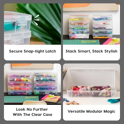 IRIS USA Clear Storage Cases, 6-Pack, |Made in USA|, Plastic Bead Organizing Containers with Snap Lid for Arts, Crafts, Ephemera, Stickers, & Dance Cheer, Clear - Medium - size: 6 - Pack, style: Medium