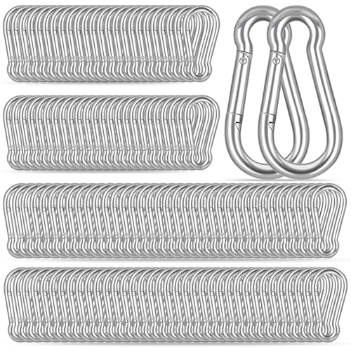 120PCS M5 Heavy Duty Carabiner Clip, 2Inch Snap Hook Quick Link Small Carabiner Clips,Spring Link Buckle for Fishing Camping Hammock Dog Leashes-220LBS Holding Capacity (Silver) - color: Silver, size: 120PCS-M5