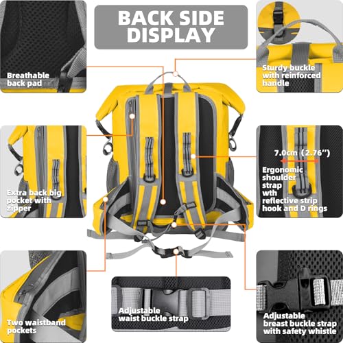 MORXPLOR Dry Bag Waterproof,5L/10L/20L/30L/40L/55L Roll Top Dry Bag Backpack with WaterProof Phone Case for Swim,Kayak - color: Yellow, size: 30Liter