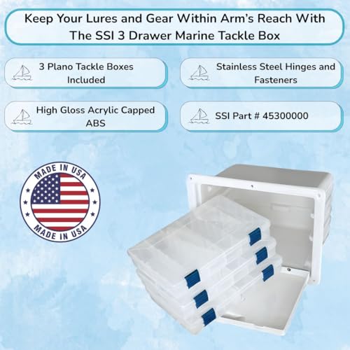 Marine Tackle Box for Boat storage - SSI OEM Parts - Plano Tacklebox Organizers Included (3 Drawer) - style: 3 Drawer