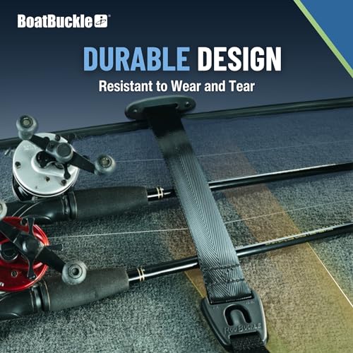 BoatBuckle Gunwale/Deck Mount Retractable Rod Tie-Down, 24-Inch Self-Retracting Fishing Rod Holder for Boats - size: 24-Inch (2-Count)