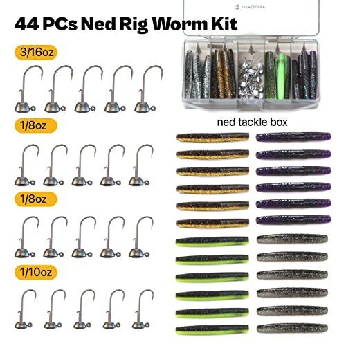 Ned Rig Baits Kit,TRD Soft Plastic Worms or Crawfish for Bass Fishing - color: Worm Kit