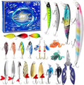 Fishing Advent Calendar 2026, Bass Fishing Lure for Saltwater & Freshwater, Minnow VIB Swimbait Crankbait Spoons Soft Lures, Catch All Fish Kit Best Gift for Dad Grandpa Husband