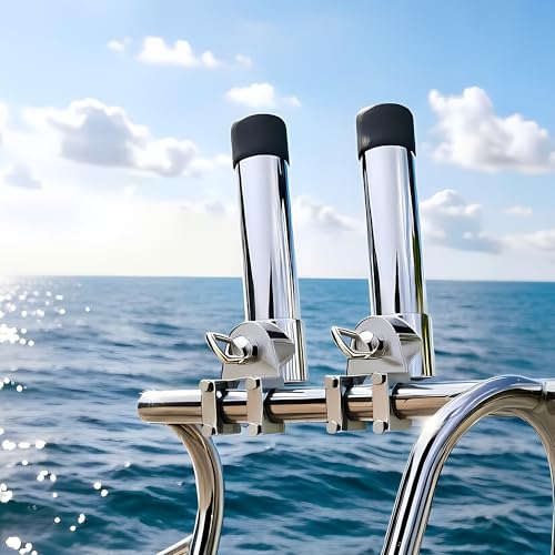 YANYUCB Boat Fishing Rod Holder,Stainless Steel Adjustable Fishing Pole Holders,360° Rotating Deck/Rail Mount Fishing Rod Pole Holder,Rod Holders for Fishing Boats,Yachts,Kayaks(2 Pack) - color: Rail Mount
