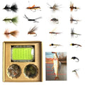 Fly Fishing Flies Assortment Kit, 42 Pieces of Dry, Wet, Nymphs, Streamers, Wooly Buggers, Terrestrials, for Trout Bass Salmon Steelhead, with Silicone Fly Box, Fly Fishermen Gift
