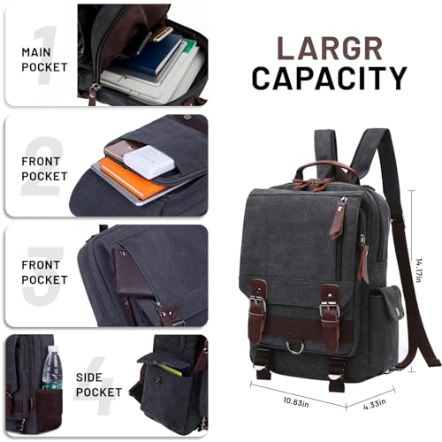 mygreen Canvas Cross Body Messenger Bag Shoulder Sling Backpack Travel Rucksack - color: Coffee With Shoulder Zipper, size: Large