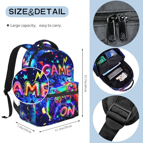 Video Game Backpack for School Boys Graffiti Gaming School Bookbags for Kids Gothic Skull Backpack for Preschool Kindergarten Bookbags Nursery Daycare - color: Game 01