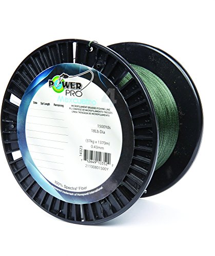 Power Pro Maxcuatro Braided Fishing Line (Moss Green, Hi Vis Yellow, White) by Power Pro - color: Moss Green, size: 50 lb/1500 yd