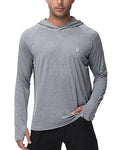 Roadbox Mens UPF 50+ Fishing Shirts, Long Sleeve UV Sun Hoodie, Hiking Running Swim Athletic Workout Shirt - color: A02-gray, size: 3X-Large