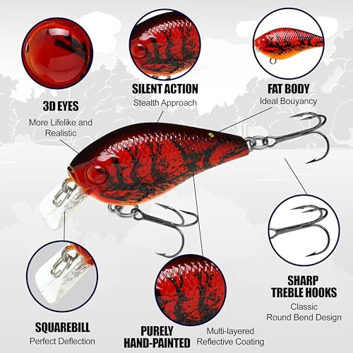 Lucky Craft LC 0.5 Squarebill Crankbait, Silent Fishing Lure for Bass Trout and Pike, Made in Japan, Freshwater Fishing Gear, Hard Bait Bass Lures - color: 052 Aurora Black