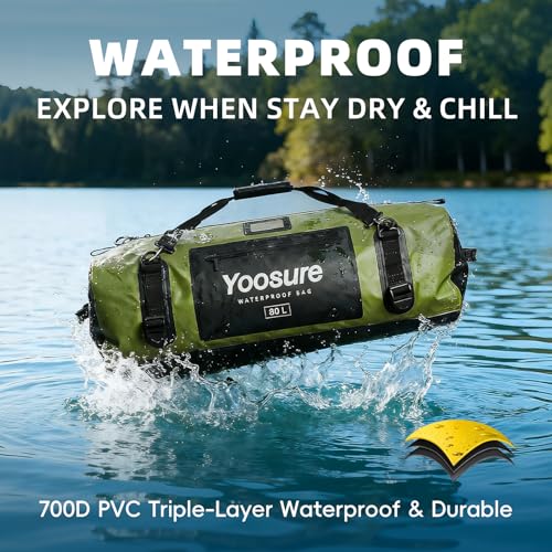 80L Waterproof Duffel Bag Motorcycle Dry Bag Backpack, Waterproof Zippered Bags with Backpack Spacer Pad for Kayaking Rafting Boating Canoeing Camping Paddle Beach (Grey) - color: Grey
