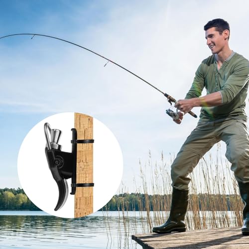 TSV 4PCS Surf Fishing Rod Bait Launcher Cannon, Long Distance Casting Trigger for Fixed Spool Reels, Bionic Thumb Finger Protector for Beach Surf Anglers - color: Black+Silver