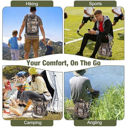 Kikerike Backpack Stool Cooler Chair Heavy Duty 300 LBS Max Load Portable Lightweight Stool Backpack Folding Fishing Cooler Seat for Camping Hunting Fishing - Woodland - color: Woodland