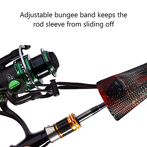 BASSDASH Casting Spinning Fishing Rod Sleeves Protective Rod Socks for Fishing Poles Up to 7-1/2ft - color: Black & Red - 2pcs, size: For Spinning Rod up to 7-1/2 ft