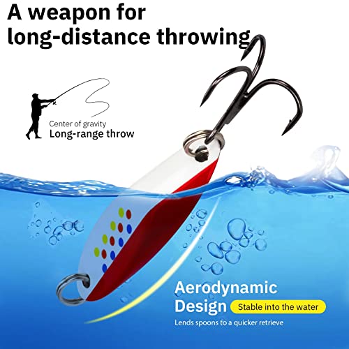 THKFISH Fishing Lures Fishing Spoons Lures Trout Lures for Trout Pike bass Crappie Walleye 3.5g(1/8oz) 5.5g(1/5oz) 7.5g(1/4oz) 10.5g(3/8oz) 14.5g(1/2oz) 21.5g(3/4oz) 5pcs - color: Color A, size: 3/4oz 5pcs
