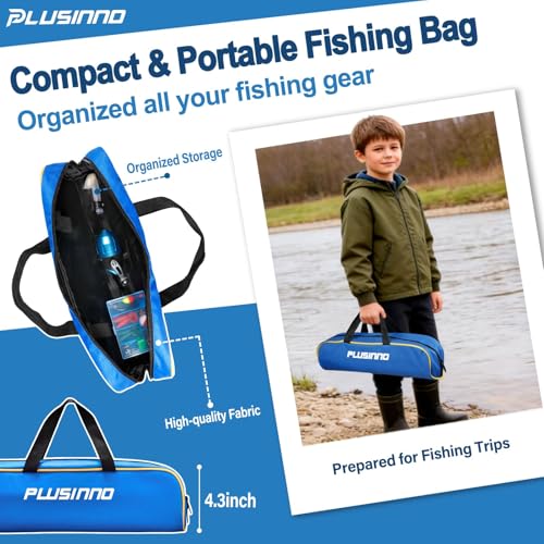 PLUSINNO Kids Fishing Pole with Spincast Reel Telescopic Fishing Rod Combo Full Kits for Boys, Girls, and Adults - color: Blue, size: 4FT / 1.2M