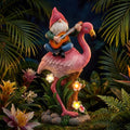 EXYGLO Solar Gnome Garden Statue Decor, 10" Gnome Riding Flamingo Outdoor Funny Decoration for Lawn, Patio, Yard, and Unique Housewarming, Birthday Ornament Gift for Mother, Friend, Family - style: Flamingo & Gnome