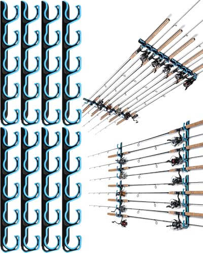 Ghosthorn Fishing Rod Holders for Garage Fishing Pole Holders Ceiling or Wall Mounted Fishing Rod Rack garage Storage Organizer Fishing Gear Equipment for Men Women (Blue, 4 Packs) - size: 4 packs holds up 20 rods, style: Blue
