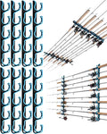 Ghosthorn Fishing Rod Holders for Garage Fishing Pole Holders Ceiling or Wall Mounted Fishing Rod Rack garage Storage Organizer Fishing Gear Equipment for Men Women (Blue, 4 Packs) - size: 4 packs holds up 20 rods, style: Blue